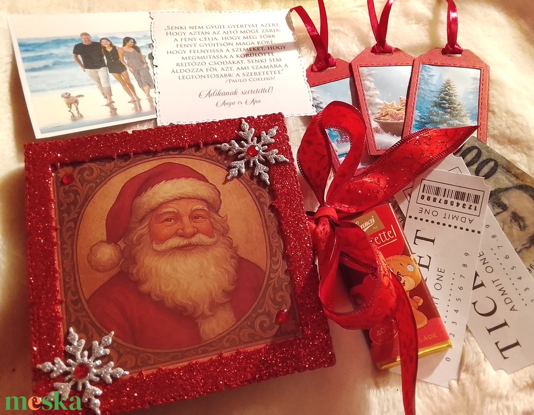 Kézzel készített karácsonyi ajándékozó könyv - karácsony - karácsonyi ajándékozás - karácsonyi ajándékcsomagolás - Meska.hu