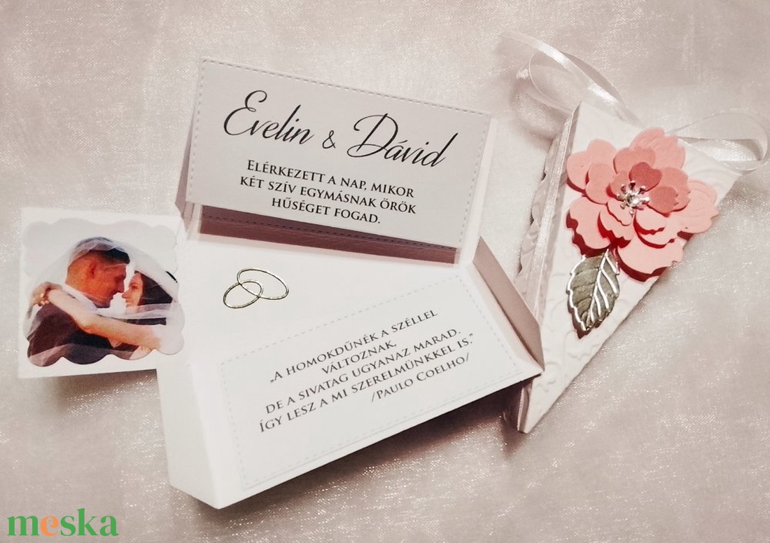 Cseresznyevirág mintás prémium esküvői meghívó - esküvő - meghívó & kártya - meghívó - Meska.hu