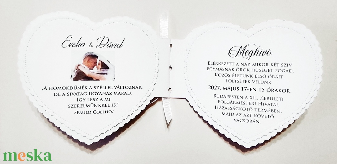 Esküvői meghívó - szív alakú  - esküvő - meghívó & kártya - meghívó - Meska.hu