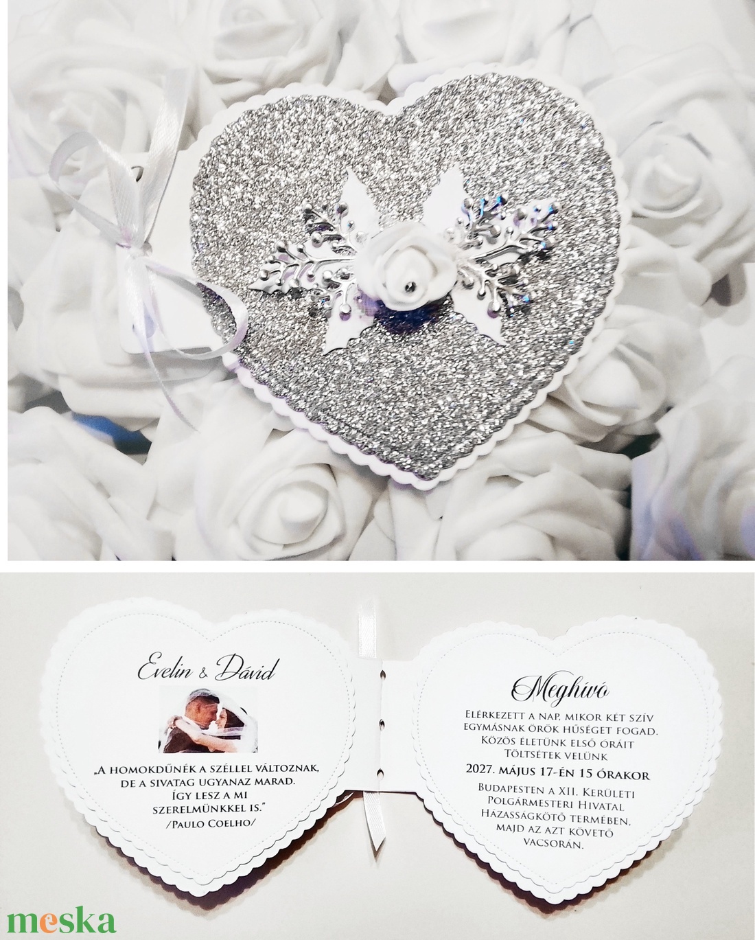 Esküvői meghívó - szív alakú  - esküvő - meghívó & kártya - meghívó - Meska.hu