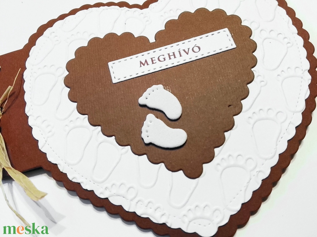 Keresztelő meghívó - szív alakú  - baba - mama - keresztelő kellékek - keresztelő meghívó - Meska.hu