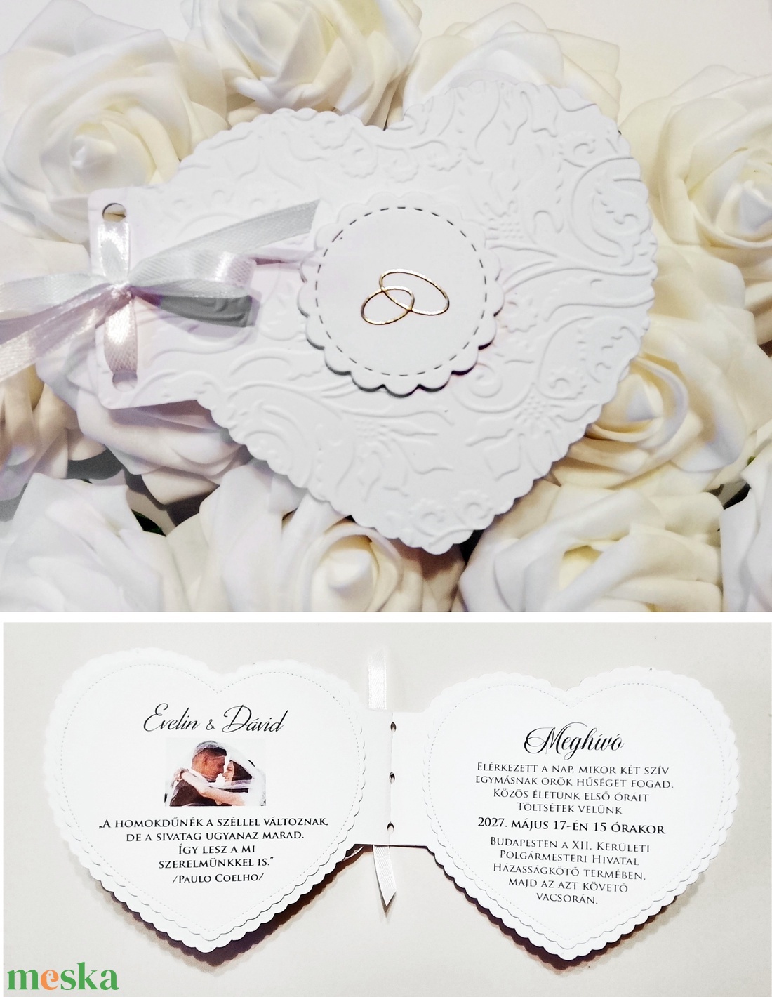 Esküvői meghívó - szív alakú  - esküvő - meghívó & kártya - meghívó - Meska.hu