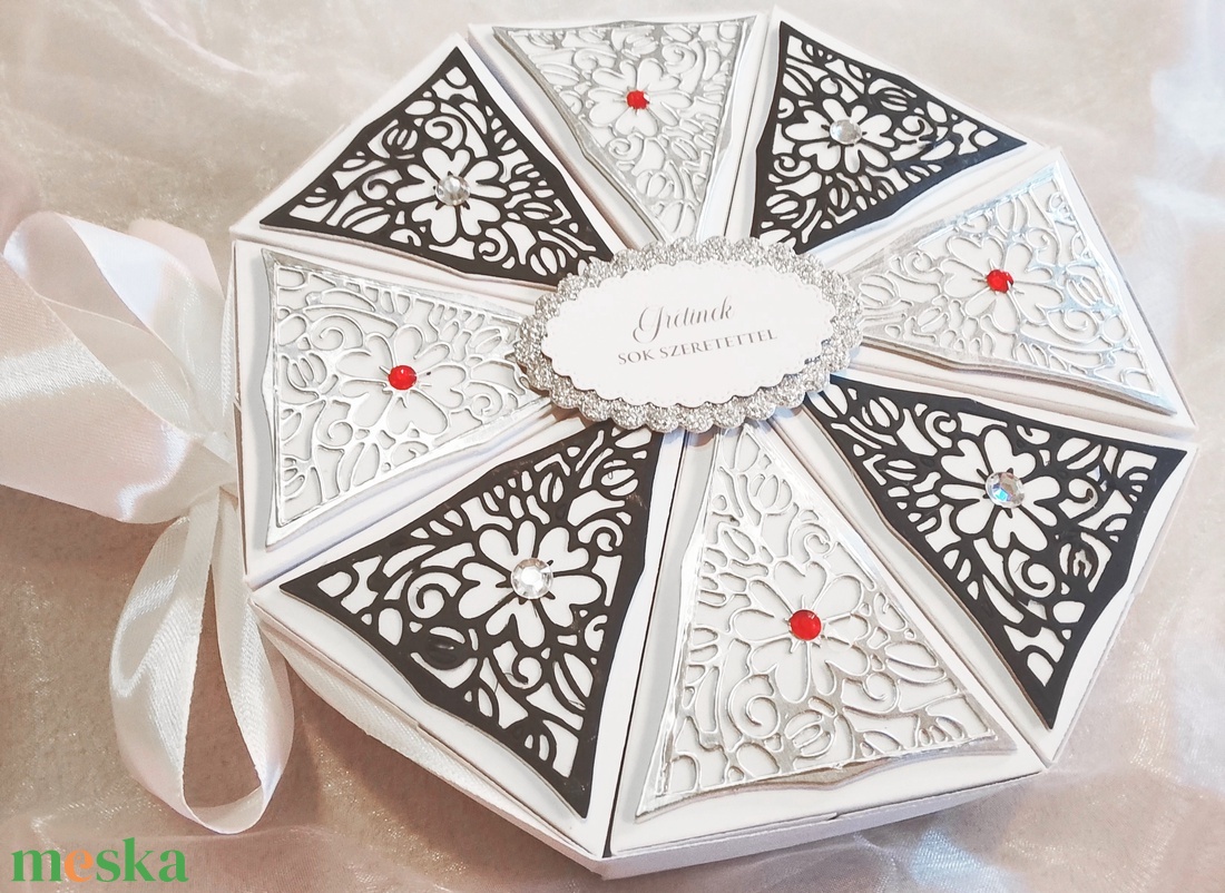 Papírtorta 8 szeletes- díszdoboz - otthon & életmód - papír, írószer - ajándékozás kellékei - papírtorta - Meska.hu