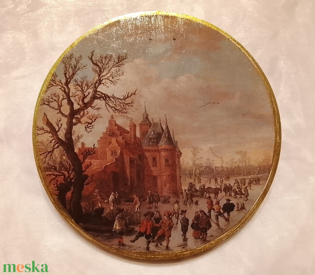 Jan van Goyen - Winter kerek falitábla - otthon & életmód - dekoráció - kép & falikép - táblakép - Meska.hu