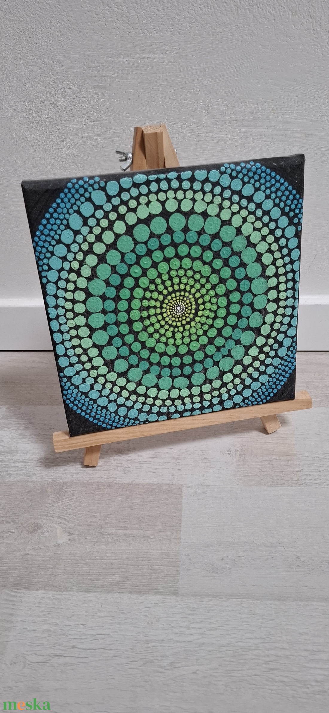 Türkiz zöld-kék pötty mandala festmény - - Meska.hu Türkiz zöld-kék pötty mandala festmény - - Meska.hu