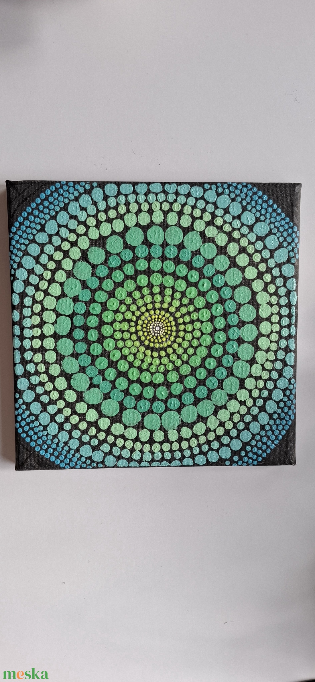 Türkiz zöld-kék pötty mandala festmény - - Meska.hu Türkiz zöld-kék pötty mandala festmény - - Meska.hu