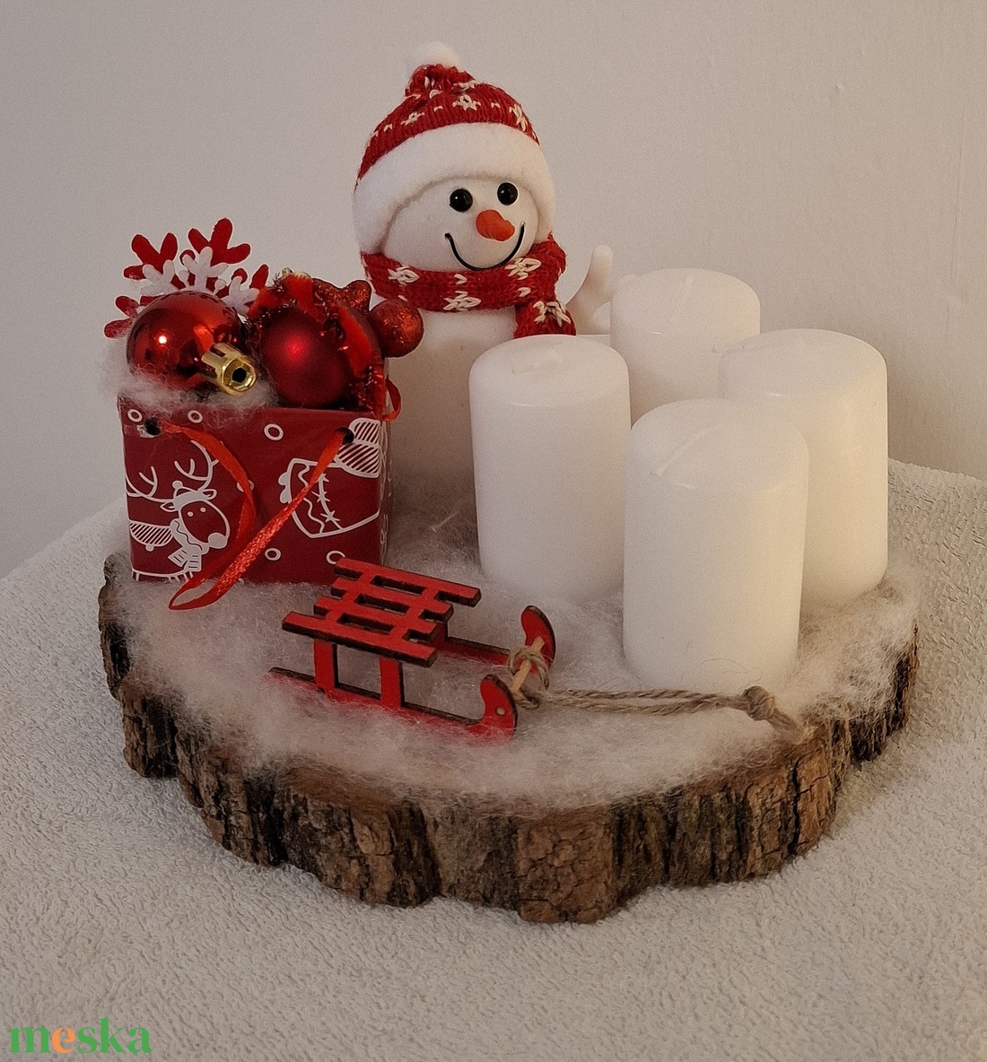 Hóemberes adventi asztali dísz - karácsony - adventi díszek - adventi koszorú - Meska.hu