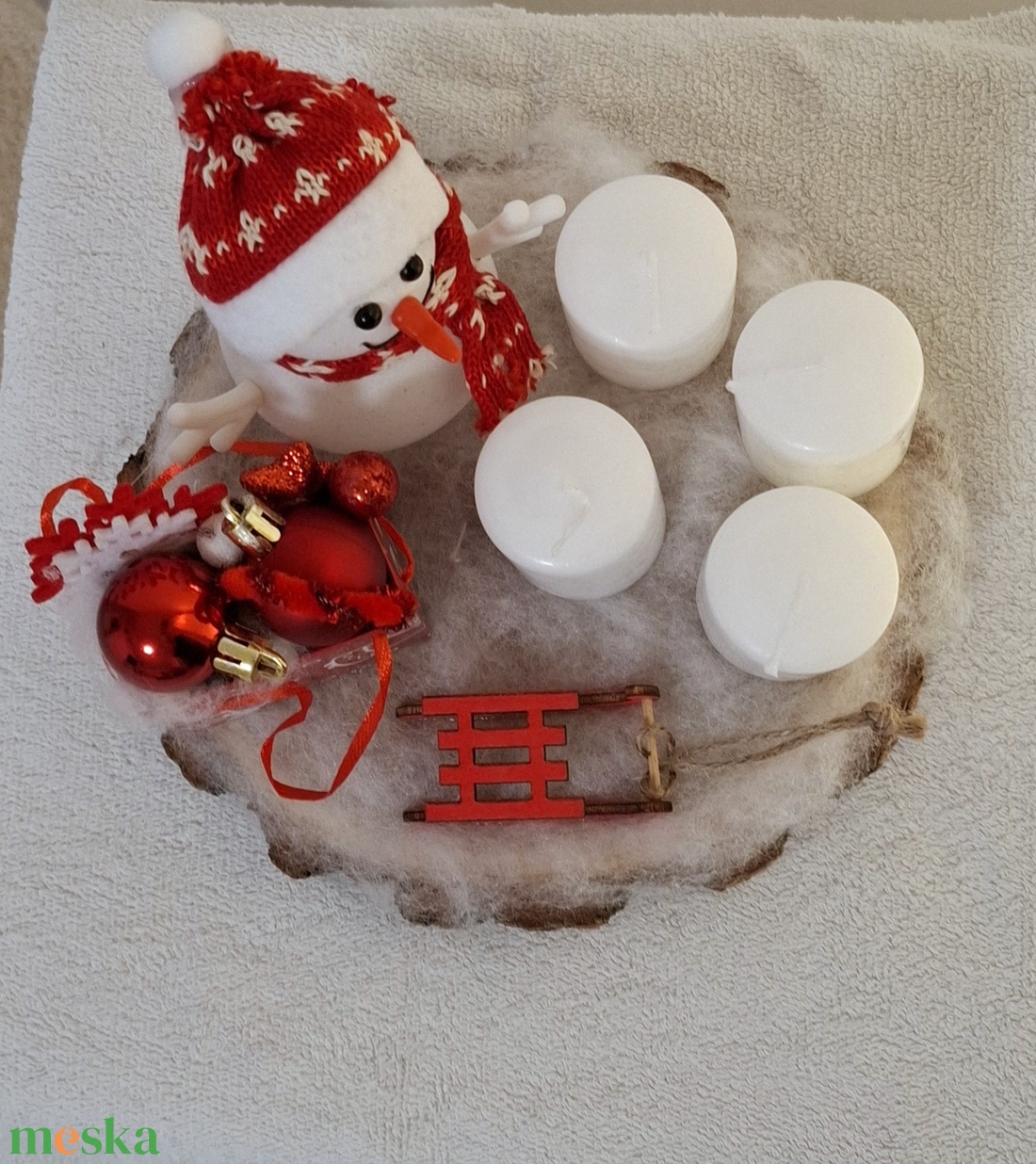 Hóemberes adventi asztali dísz - karácsony - adventi díszek - adventi koszorú - Meska.hu