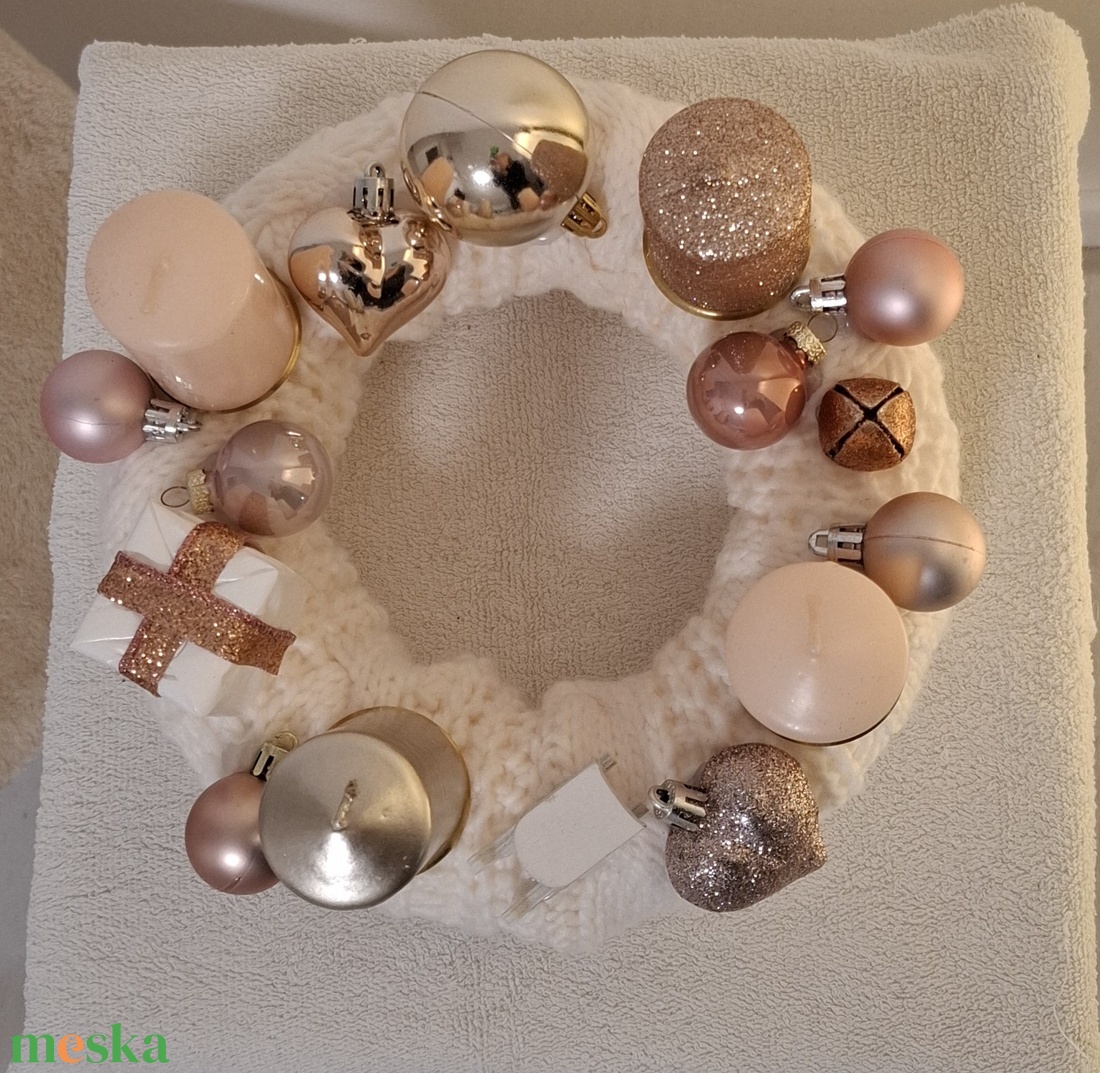 Rosegold adventi koszorú - karácsony - adventi díszek - adventi gyertyadíszek és koszorúdíszek - Meska.hu
