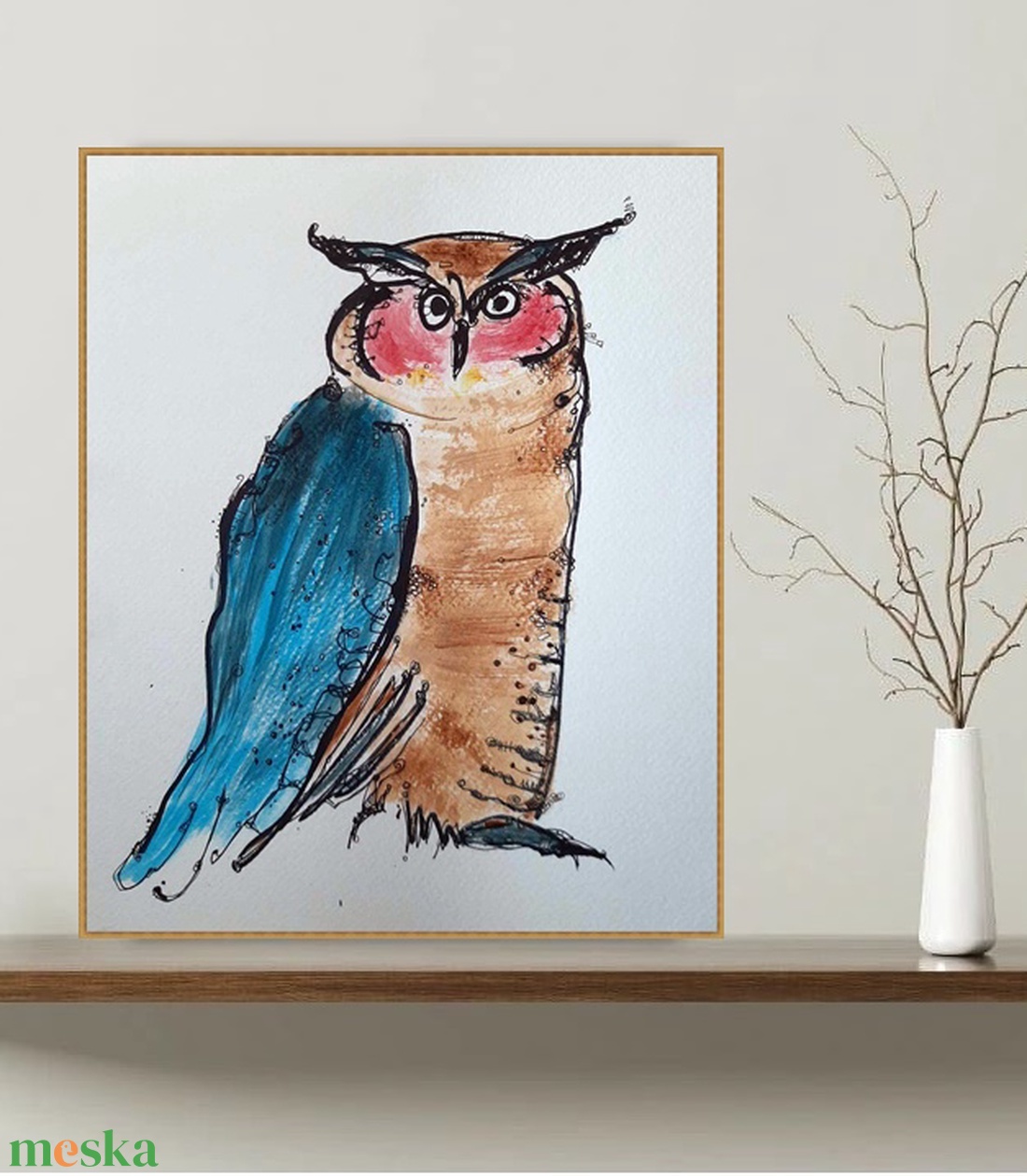 Bagoly I.-grafika keretezve az alkotótól  - művészet - grafika & illusztráció - tus - Meska.hu