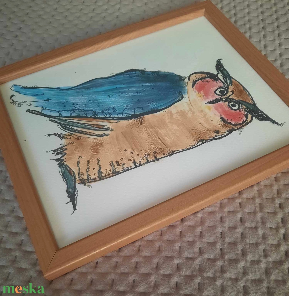 Bagoly I.-grafika keretezve az alkotótól  - művészet - grafika & illusztráció - egyéb rajzok - Meska.hu