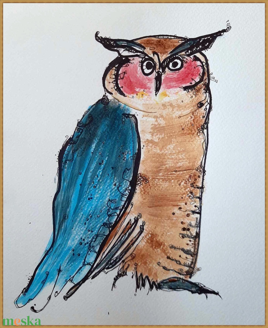 Bagoly I.-grafika keretezve az alkotótól  - művészet - grafika & illusztráció - egyéb rajzok - Meska.hu