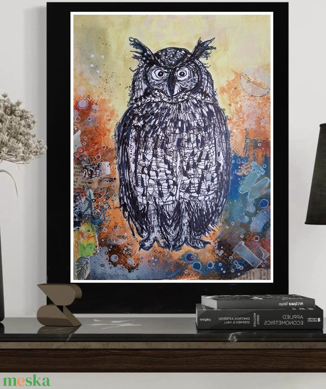 Bagoly II.-grafika keretezve az alkotótól  - művészet - grafika & illusztráció - egyéb rajzok - Meska.hu