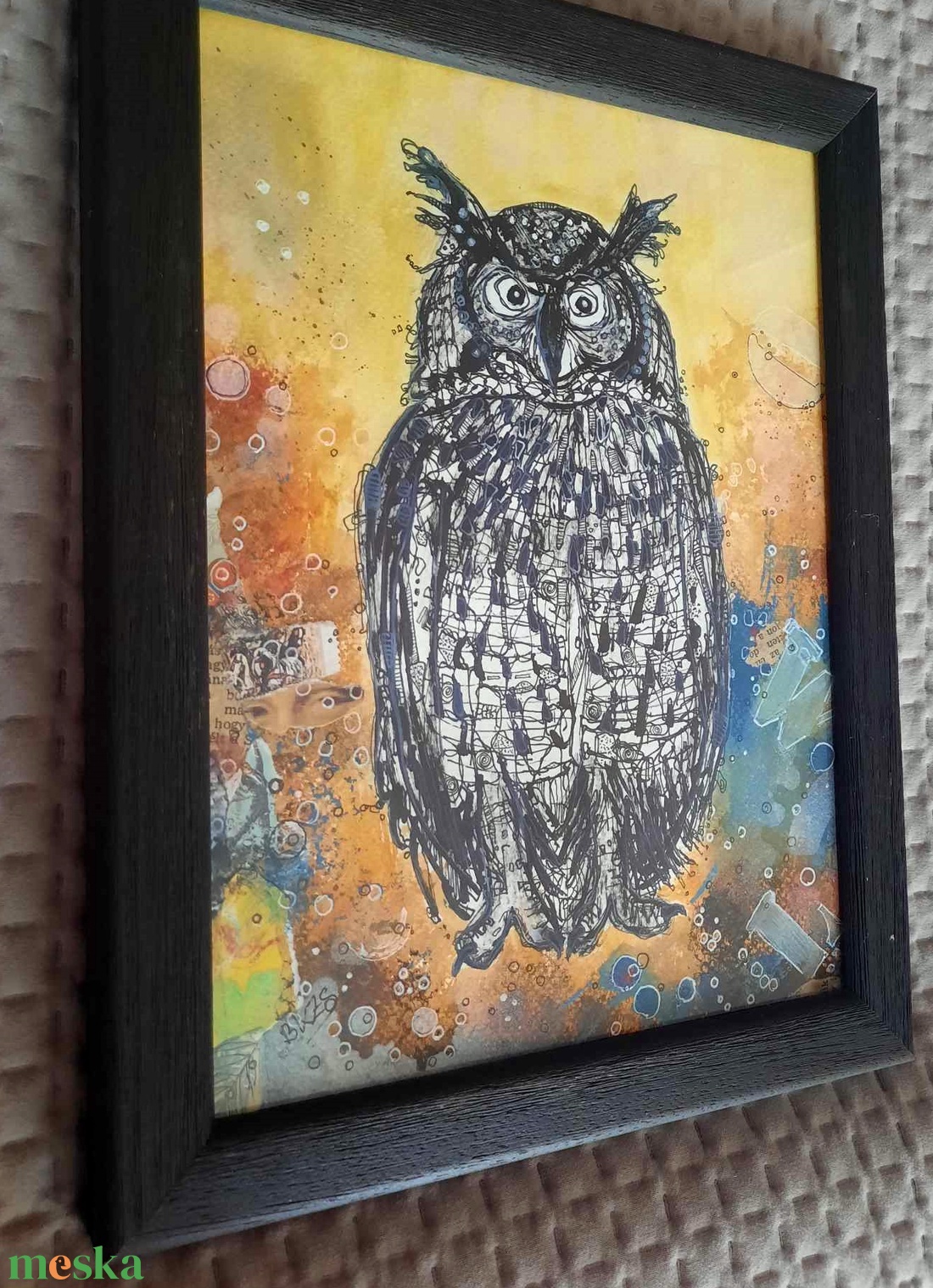 Bagoly II.-grafika keretezve az alkotótól  - művészet - grafika & illusztráció - egyéb rajzok - Meska.hu