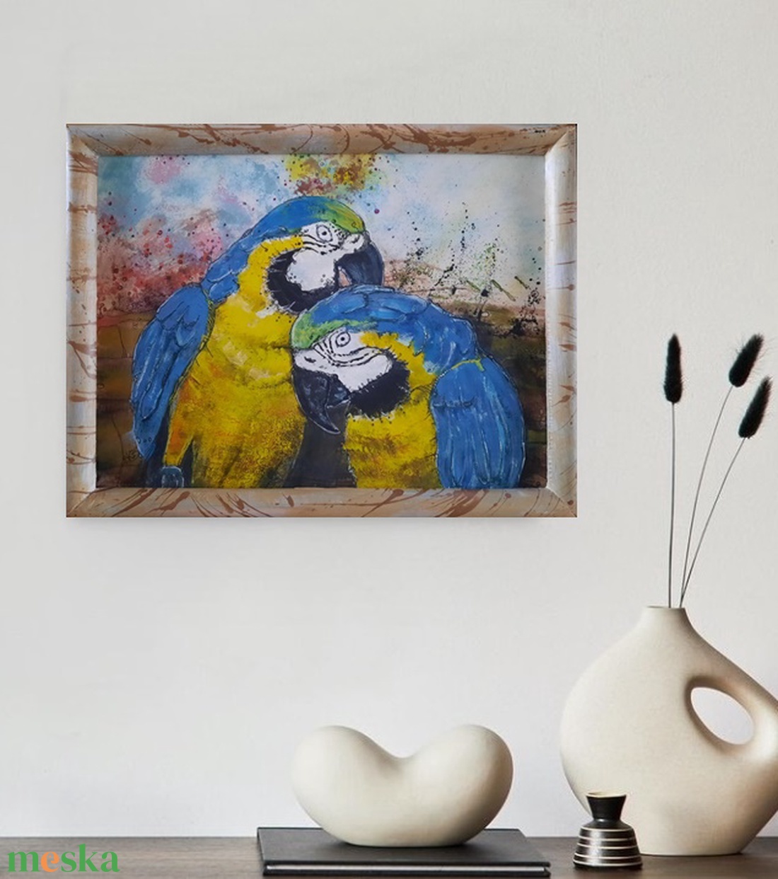 Papagájos grafika keretezve az alkotótól - művészet - grafika & illusztráció - egyéb rajzok - Meska.hu