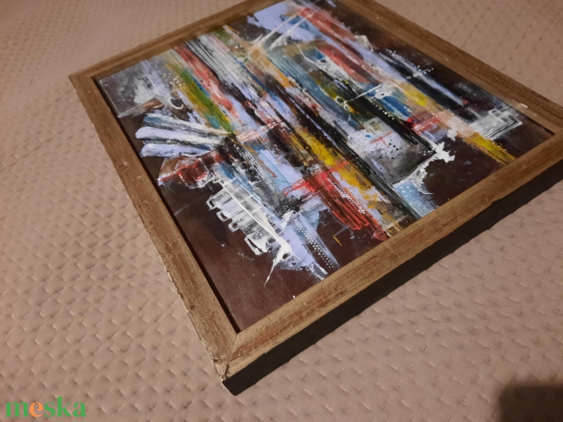 Pillantás a városra-absztrakt festmény keretezve az alkotótól - művészet - festmény - akril - Meska.hu