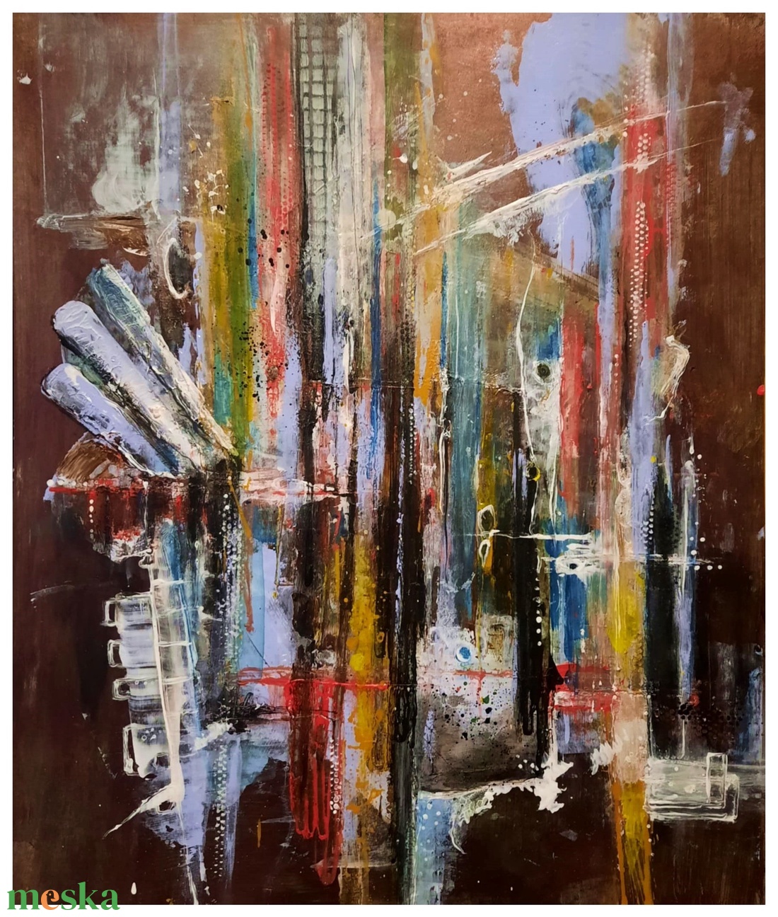 Pillantás a városra-absztrakt festmény keretezve az alkotótól - művészet - festmény - akril - Meska.hu