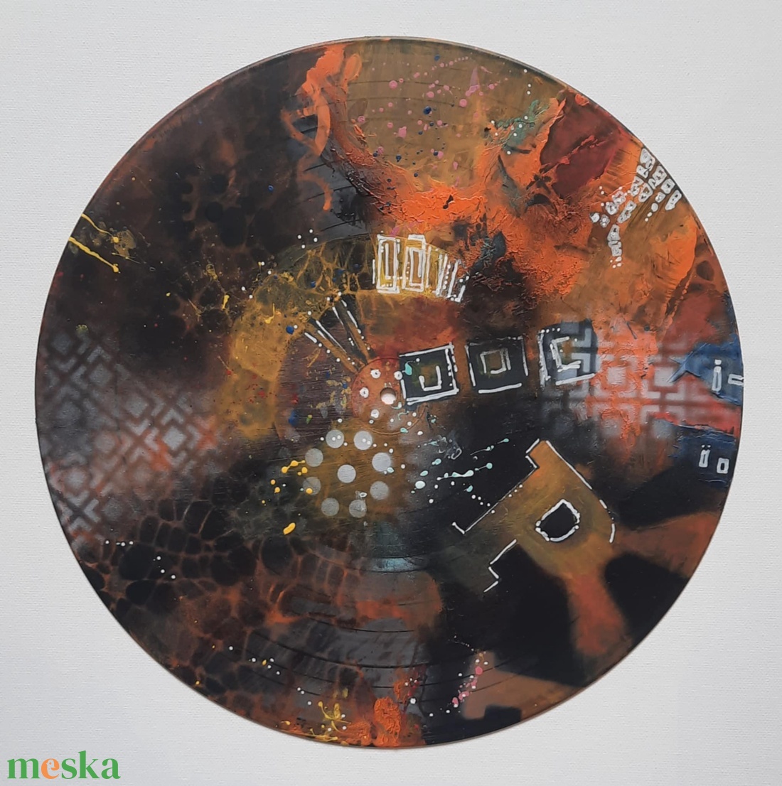 Vinyl I. Akril absztrakt egy bakelit nagylemezen - művészet - festmény - akril - Meska.hu