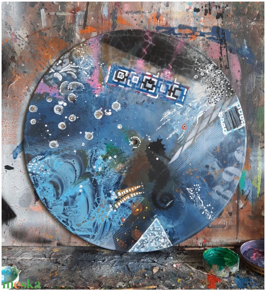Vinyl II. Akril absztrakt egy bakelit nagylemezen - művészet - festmény - akril - Meska.hu Vinyl II. Akril absztrakt egy bakelit nagylemezen - művészet - festmény - akril - Meska.hu