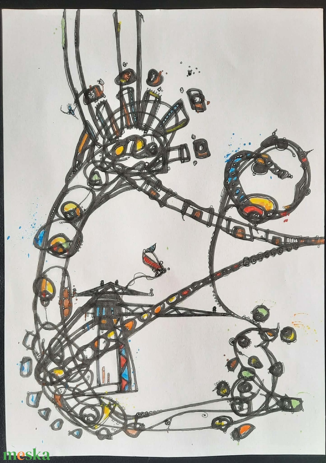 Absztrakt grafika az alkotótól keretben - művészet - festmény - akril - Meska.hu