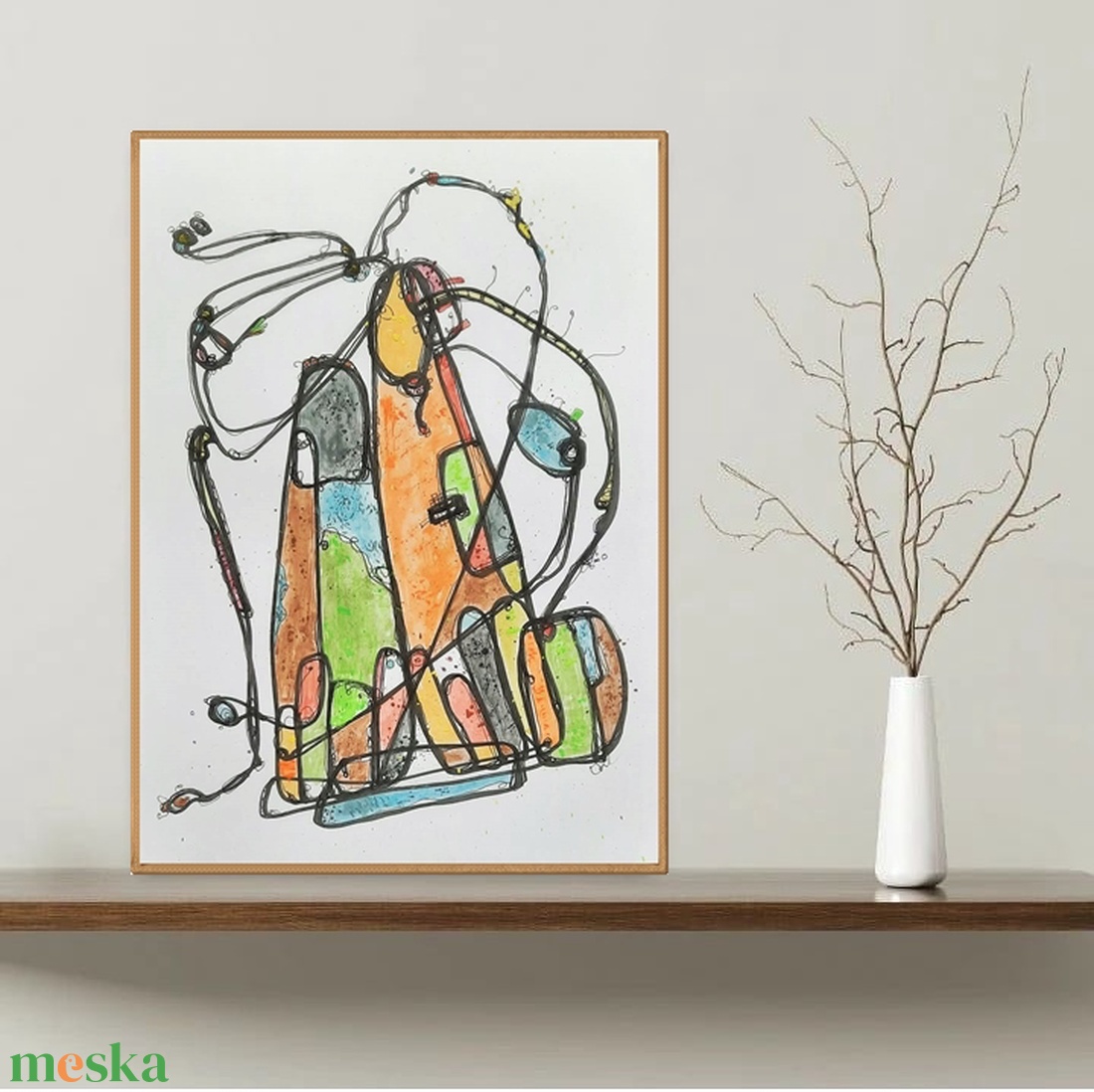 Absztrakt grafika az alkotótól keretben - művészet - festmény - akril - Meska.hu