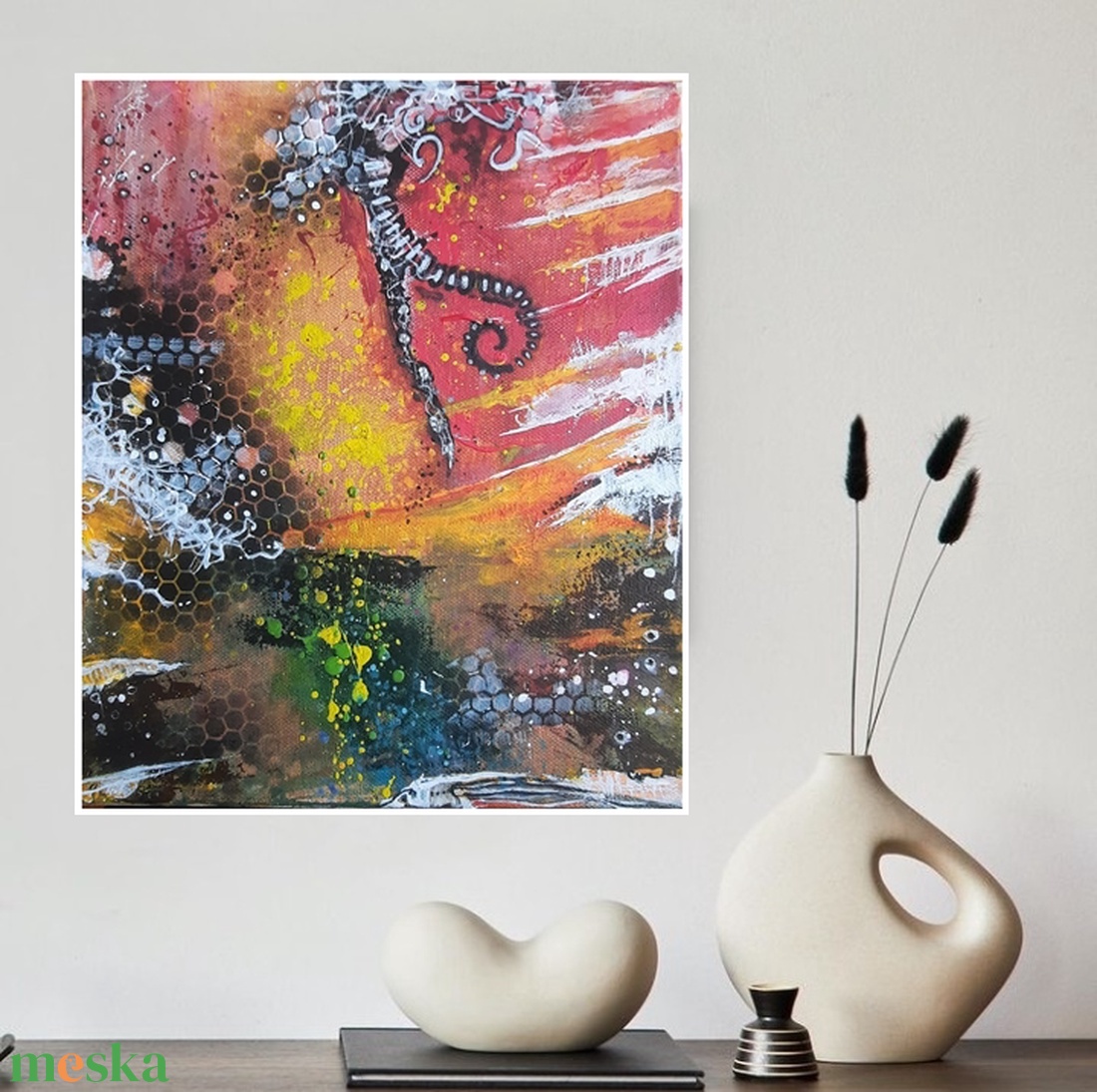 Absztrakt festmény az alkotótól Inspirált ütemezés - művészet - festmény - akril - Meska.hu