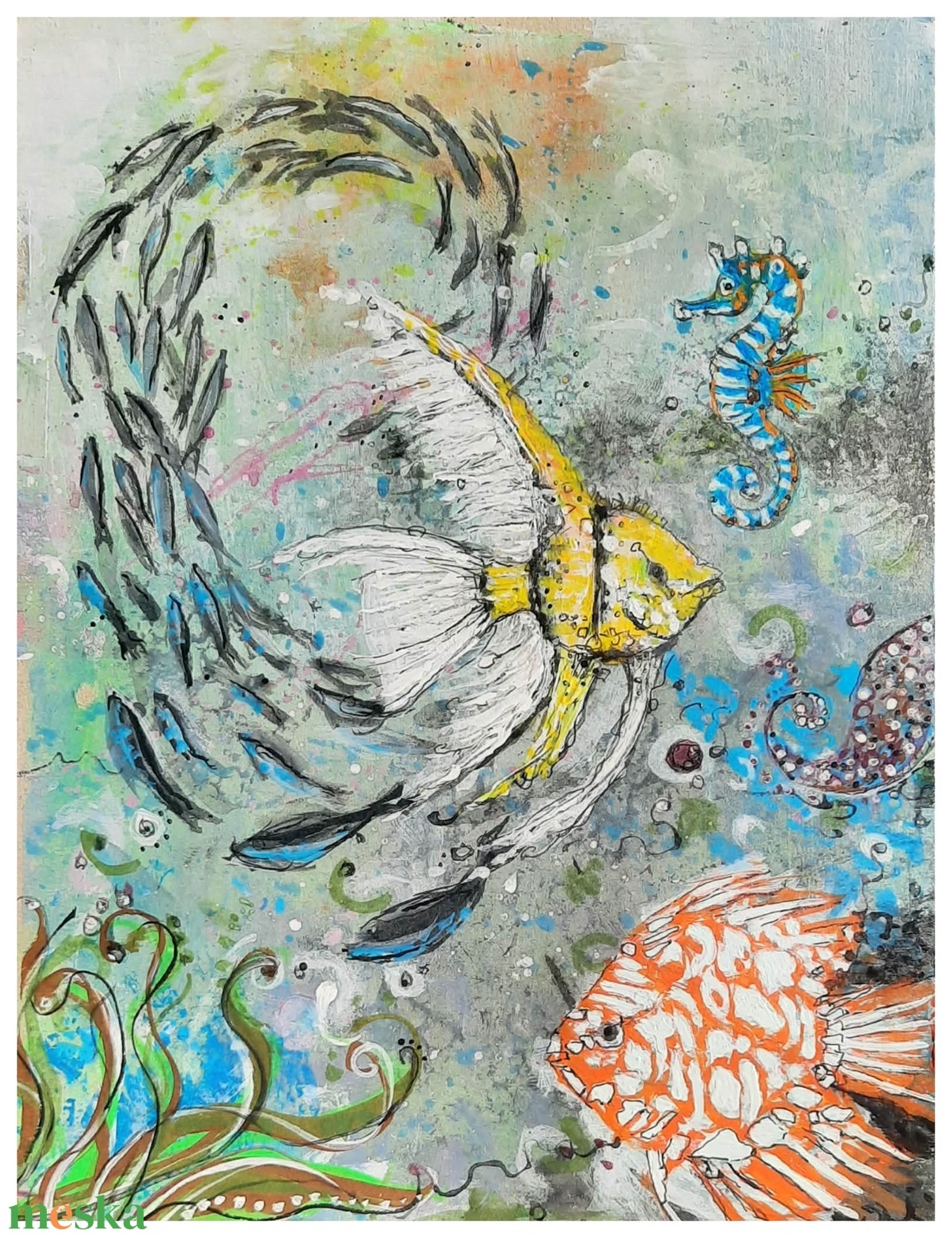 Festmény gyerekszobába  Halak tánca II. - művészet - festmény - akril - Meska.hu