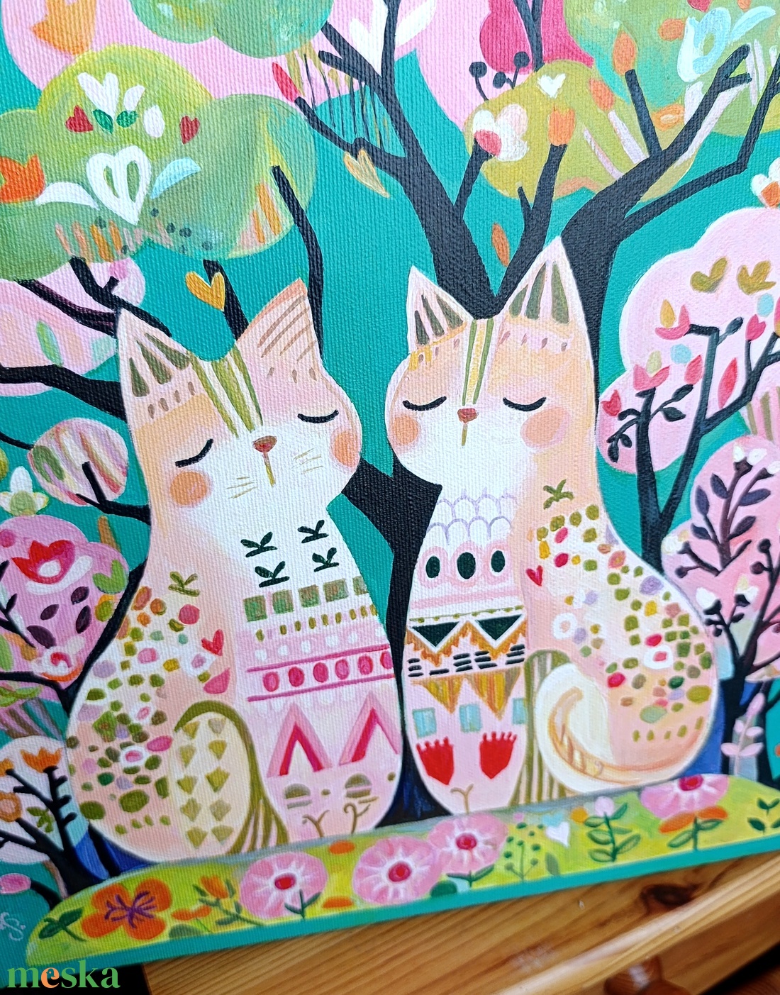 Cicák festmény gyerekszoba 33 x 33 cm - művészet - festmény - akril - Meska.hu