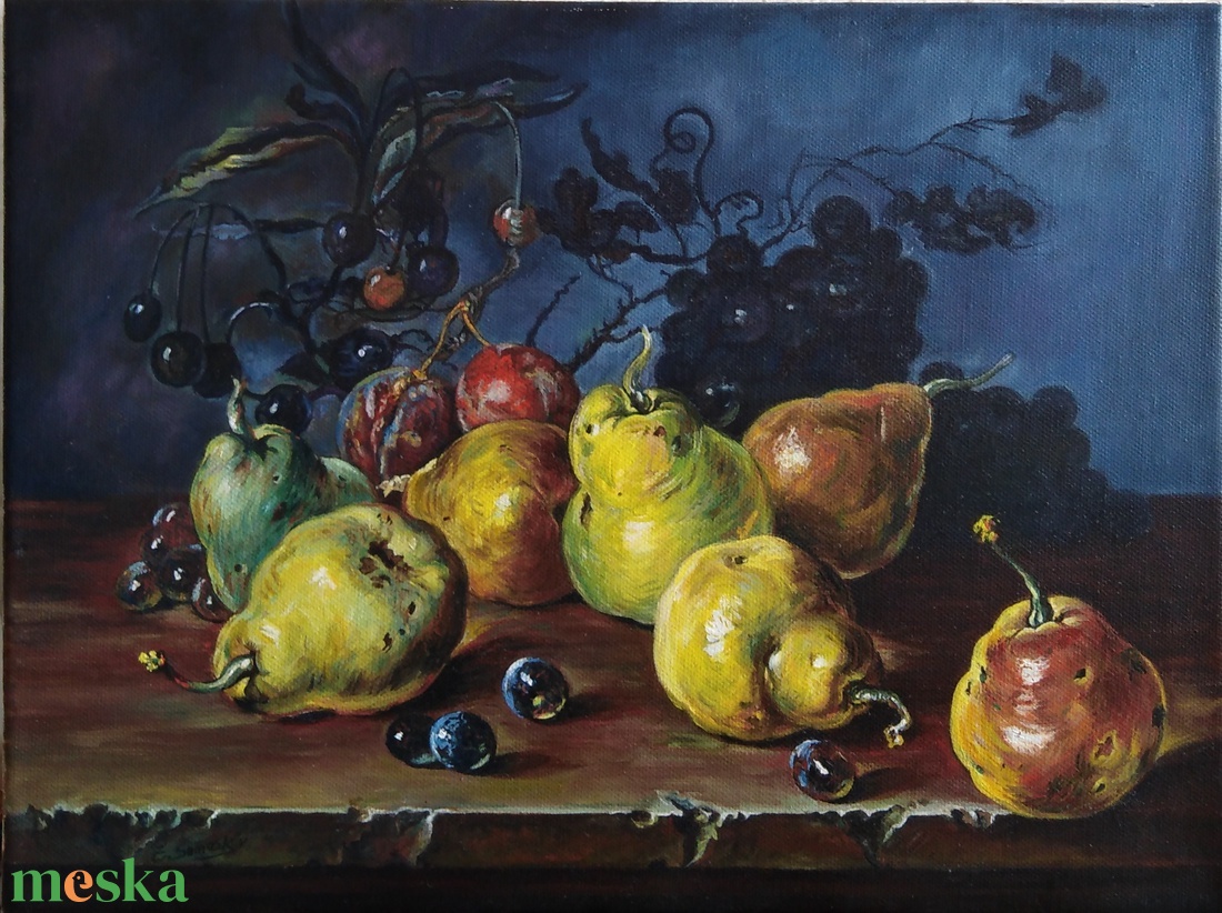 Csendélet Körték Olajfestmény 30 cmx 40 cm  - művészet - festmény - olajfestmény - Meska.hu