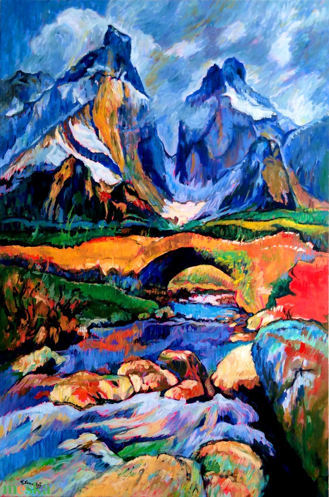 Olajfestmény Tájkép Hegyi patak  - művészet - festmény - olajfestmény - Meska.hu