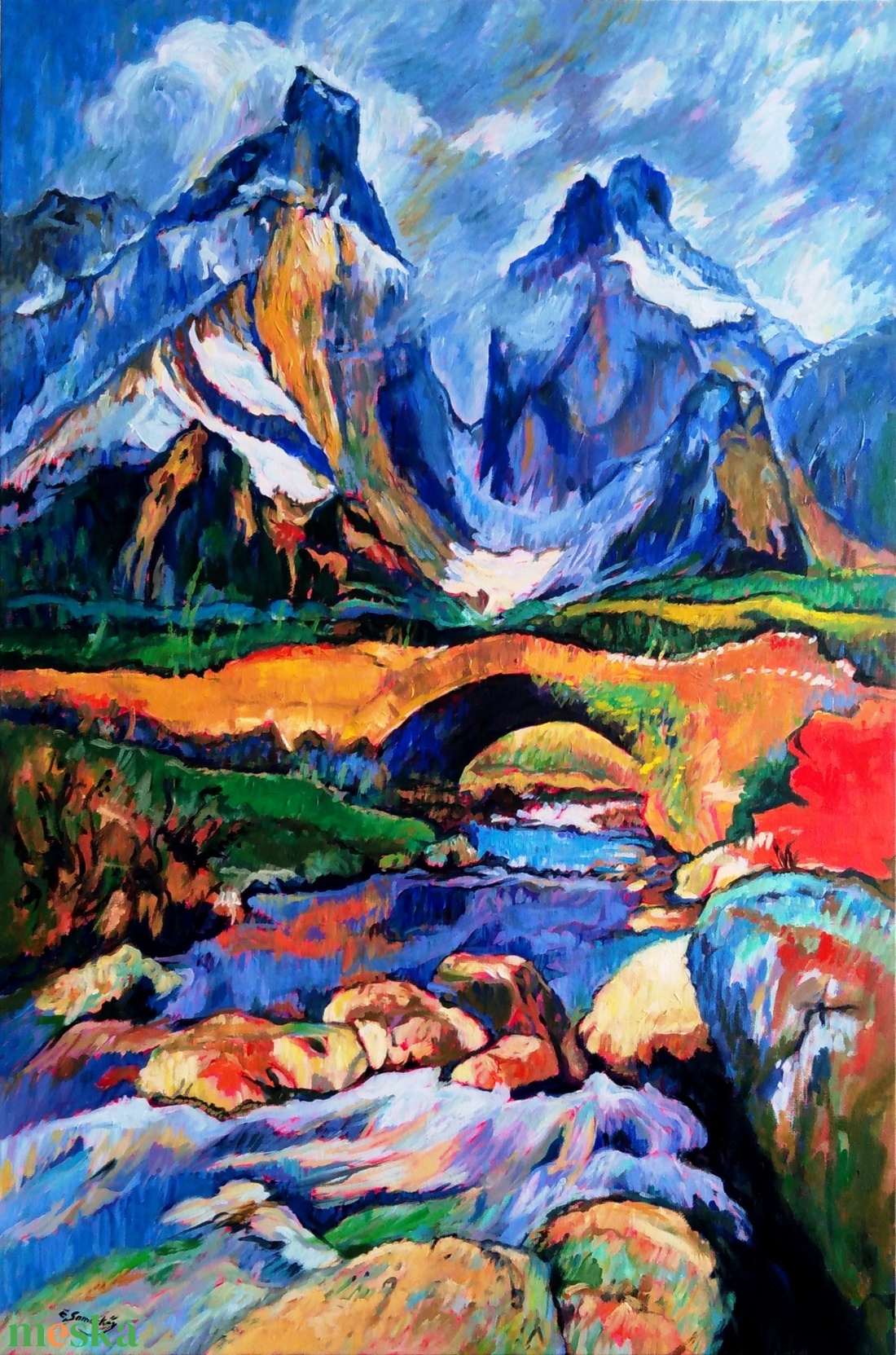 Olajfestmény Tájkép Hegyi patak  - művészet - festmény - olajfestmény - Meska.hu