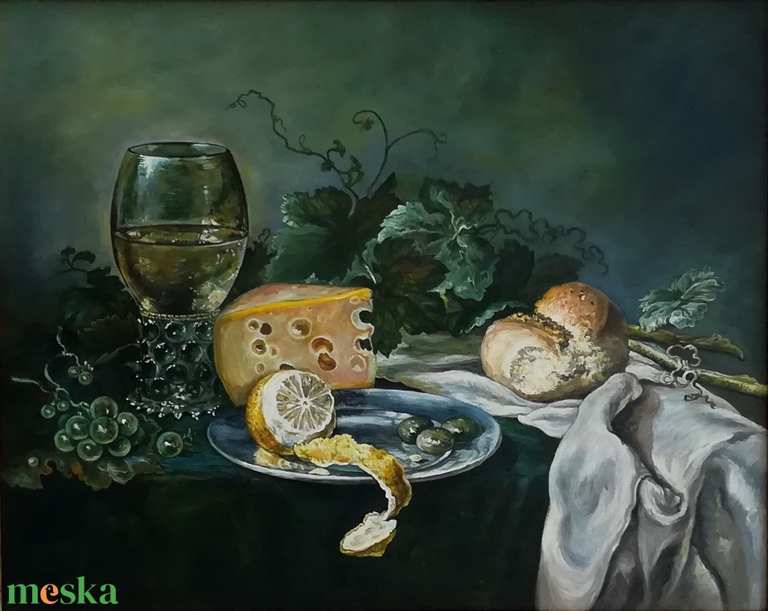 Asztali csendélet Olajfestmény  - művészet - festmény - olajfestmény - Meska.hu