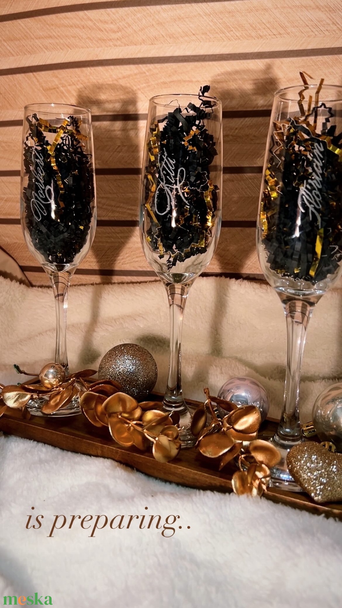 Gravírozott pezsgős pohár  - otthon & életmód - konyhafelszerelés, tálalás - tálalás - boros poharak, szettek - Meska.hu