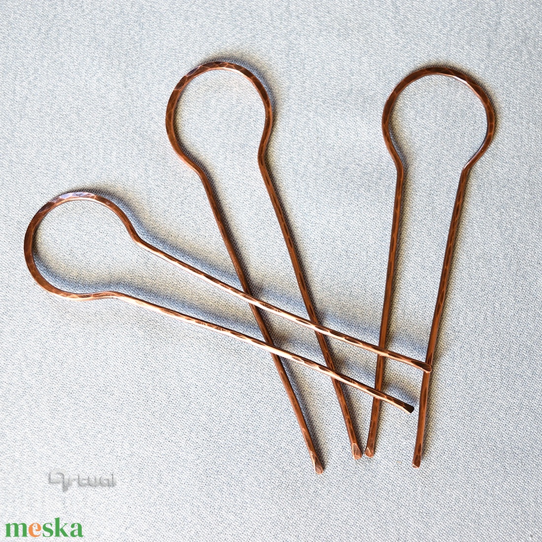 Kézműves minimalista kalapált réz hajtű  - ruha & divat - hajdísz & hajcsat - hajcsat & hajtű - Meska.hu