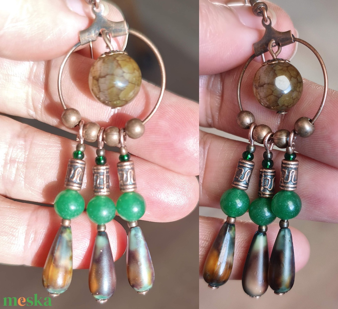 Gyöngyös csüngő fülbevalók  - ékszer - fülbevaló - lógó fülbevaló - Meska.hu