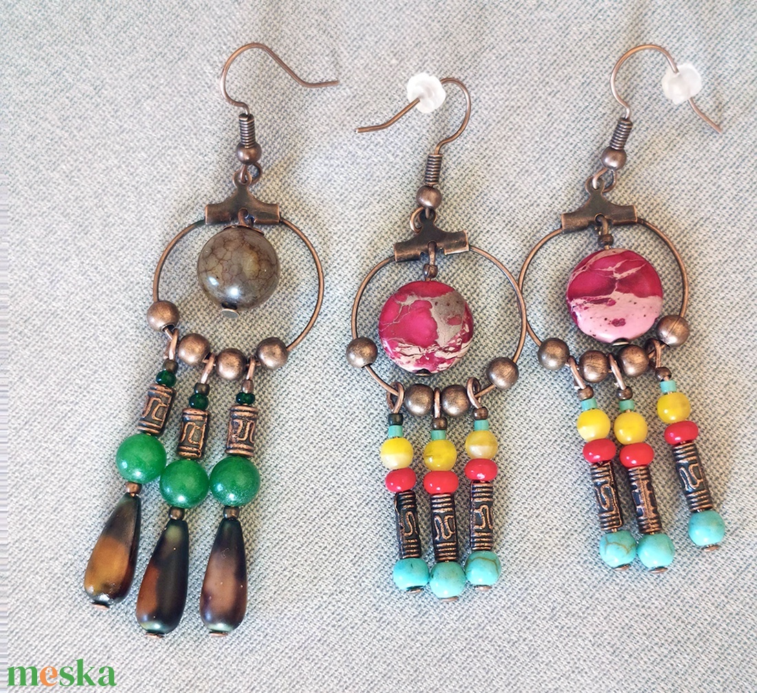 Gyöngyös csüngő fülbevalók  - ékszer - fülbevaló - lógó fülbevaló - Meska.hu