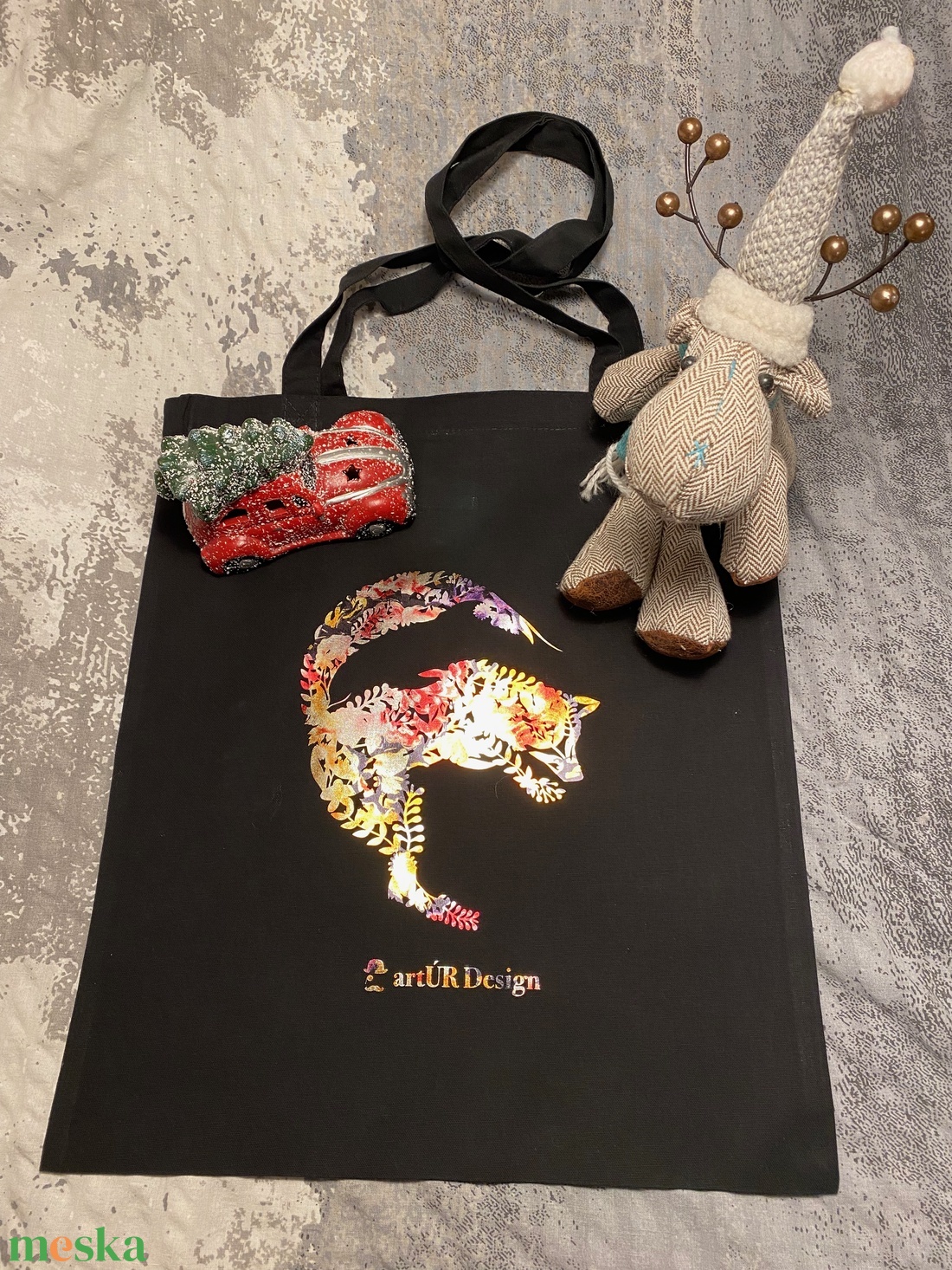 Rózsás róka - divatos és praktikus vászontáska - táska & tok - bevásárlás & shopper táska - shopper, textiltáska, szatyor - Meska.hu