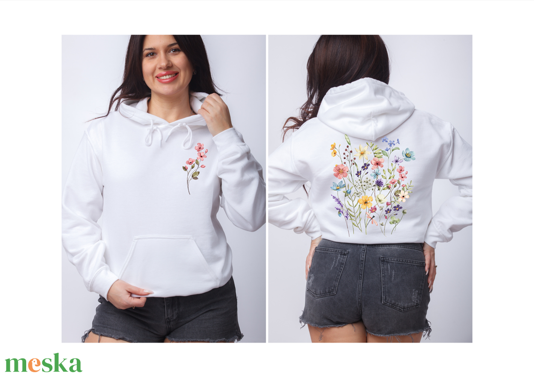 Vintage Vadvirágos Kapucnis Pulóver Tökéletes Ajándék Barátoknak, Dekoratív, Csinos, Meleg, Könnyed Design - ruha & divat - női ruha - pulóver - Meska.hu