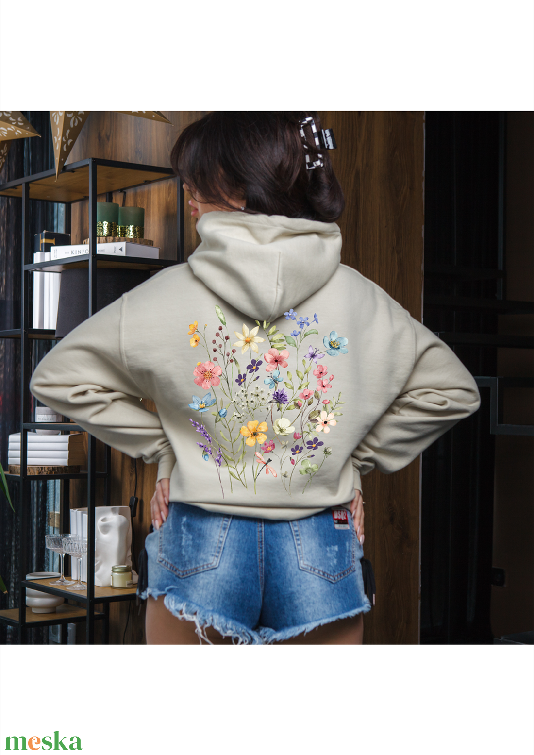 Vintage Vadvirágos Kapucnis Pulóver Tökéletes Ajándék Barátoknak, Dekoratív, Csinos, Meleg, Könnyed Design - ruha & divat - női ruha - pulóver - Meska.hu