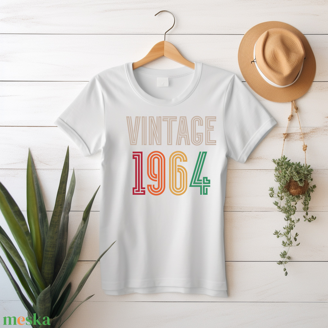 Vintage 60 éves Születésnapi Póló  Egyedi Ajándék 1965 és 1960-as Években Születetteknek! (Az évszámot a megjegyzésbe) - ruha & divat - női ruha - póló, felső - Meska.hu