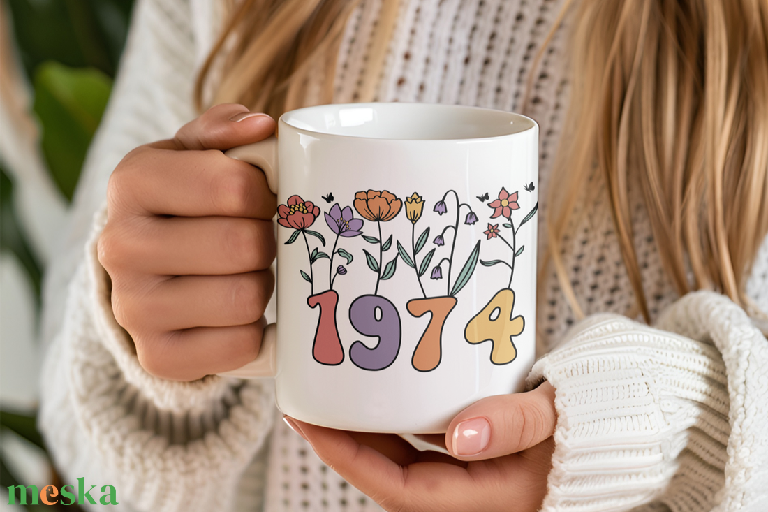 50 Éves Születésnapi Retro Bögre  Egyedi Ajándék 1975 és 1970-es Években Születetteknek - otthon & életmód - konyhafelszerelés, tálalás - tálalás - bögre & csésze - Meska.hu