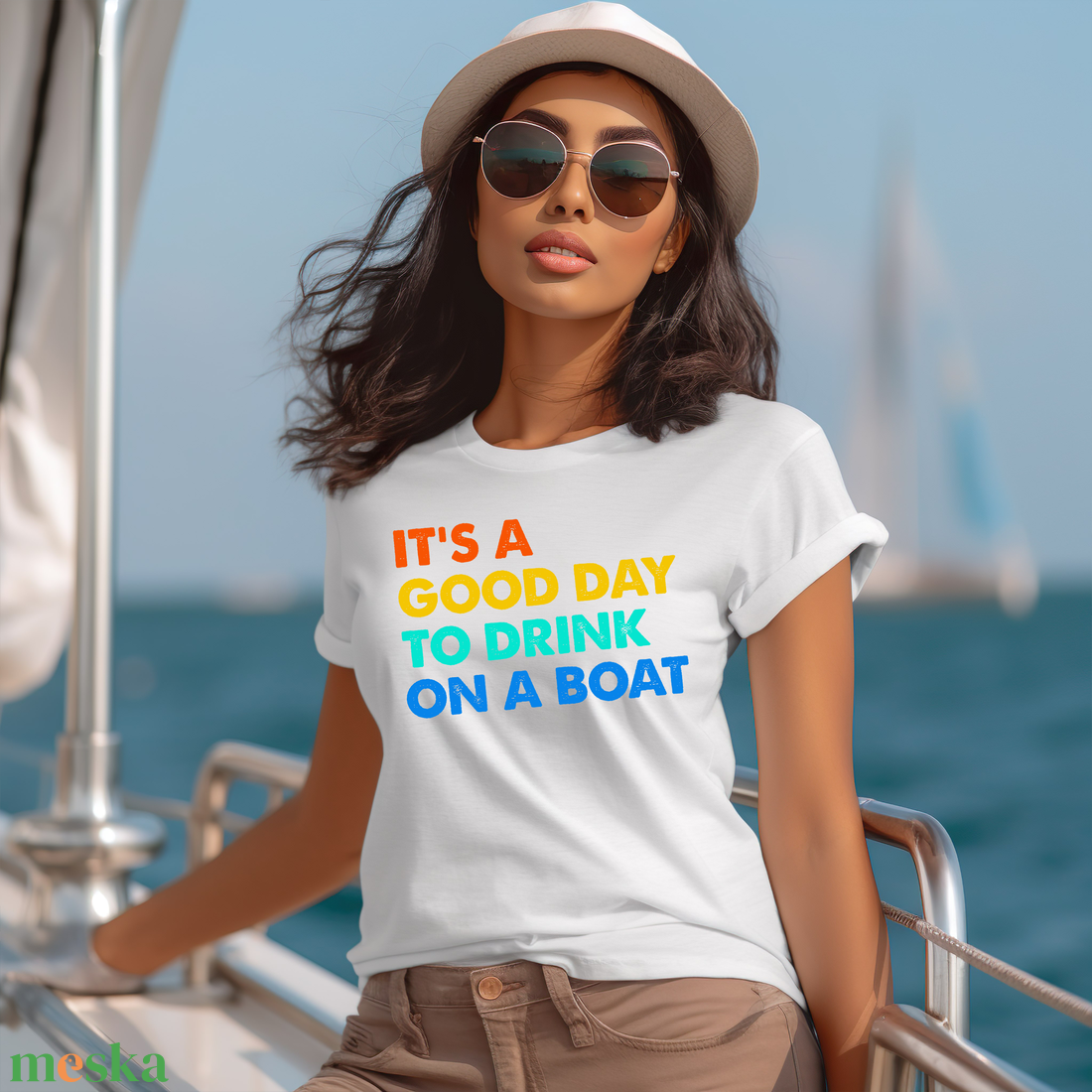 Its a Good Day to Drink on a Boat - Stílusos és Vidám Nyári Póló MSC Hajóutakhoz, Bulikhoz - ruha & divat - női ruha - póló, felső - Meska.hu