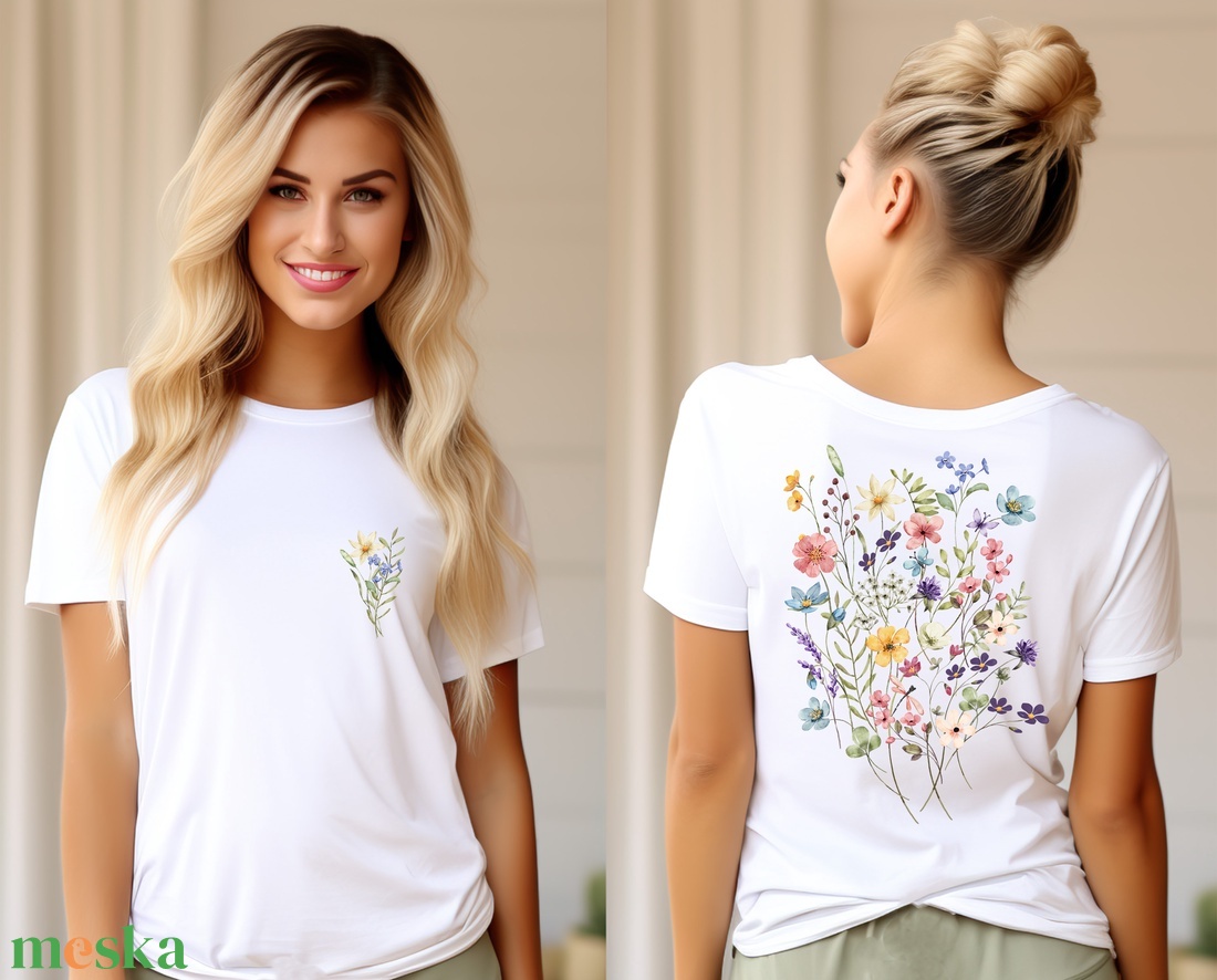 Vintage Vadvirágos póló Tökéletes Ajándék Barátoknak, Dekoratív, Csinos, Kétoldalú nyomat, Könnyed Design - ruha & divat - női ruha - póló, felső - Meska.hu
