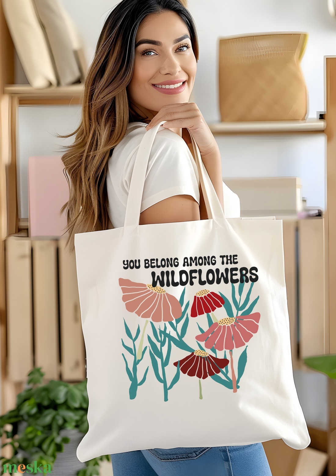 You Belong Among the Wildflowers Vászontáska  Szabad Lélek, Vadvirágos Szépség - táska & tok - bevásárlás & shopper táska - shopper, textiltáska, szatyor - Meska.hu
