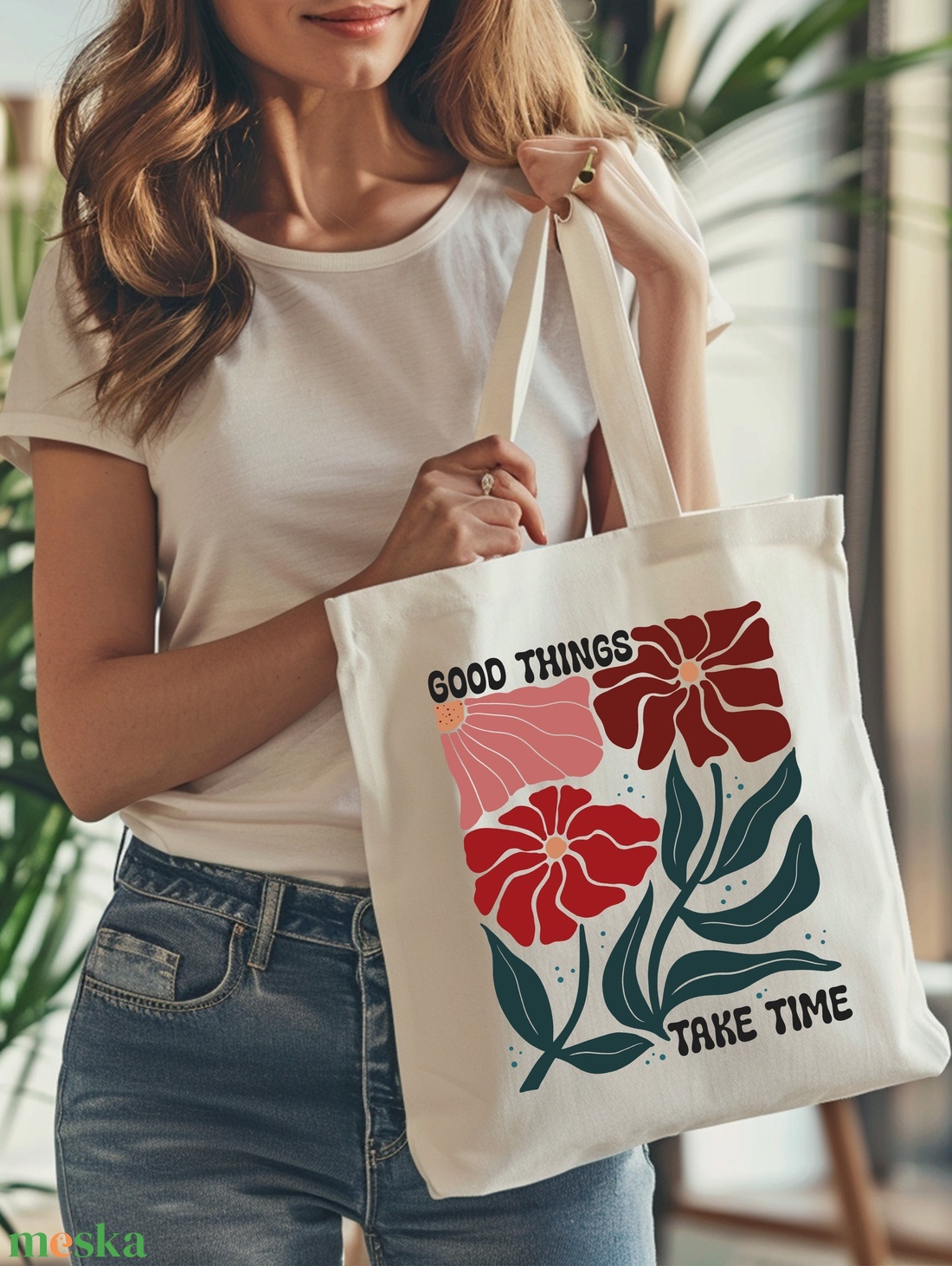 Good Things Take Time Vászontáska Türelem, Kitartás, Virágos Motiváció - táska & tok - bevásárlás & shopper táska - shopper, textiltáska, szatyor - Meska.hu Good Things Take Time Vászontáska Türelem, Kitartás, Virágos Motiváció - táska & tok - bevásárlás & shopper táska - shopper, textiltáska, szatyor - Meska.hu