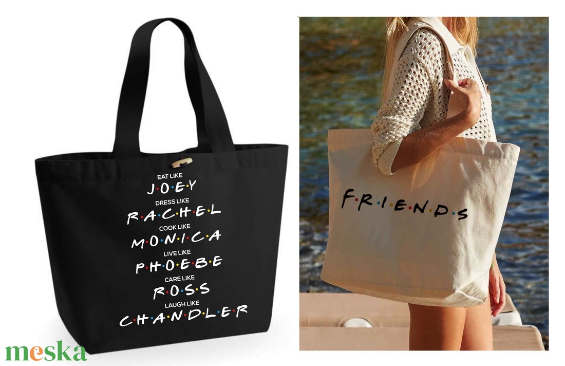 Friends inspirációs vászontáska  dupla oldalas, sorozatrajongóknak, stílusos, praktikus és motiváló, kétoldalas - táska & tok - bevásárlás & shopper táska - shopper, textiltáska, szatyor - Meska.hu