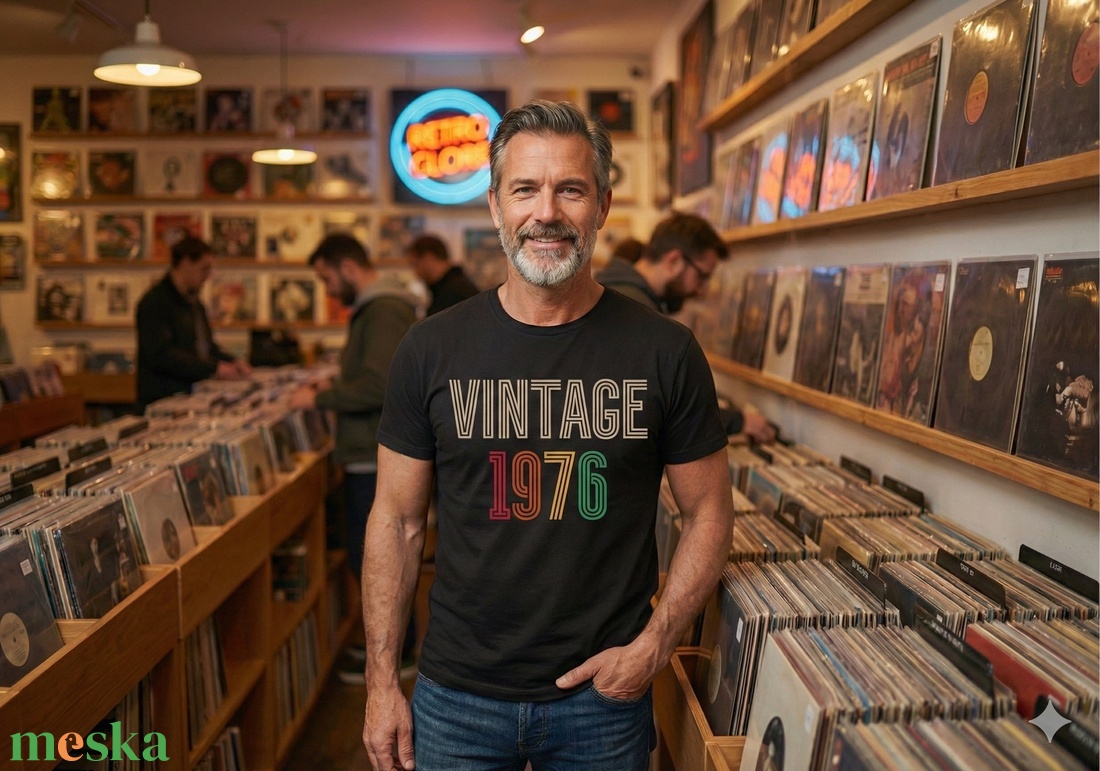 Vintage 1976: 50 Éve Eredeti � Retro Szülinapi Póló � Fél Évszázadnyi Vagányság - ruha & divat - női ruha - póló, felső - Meska.hu