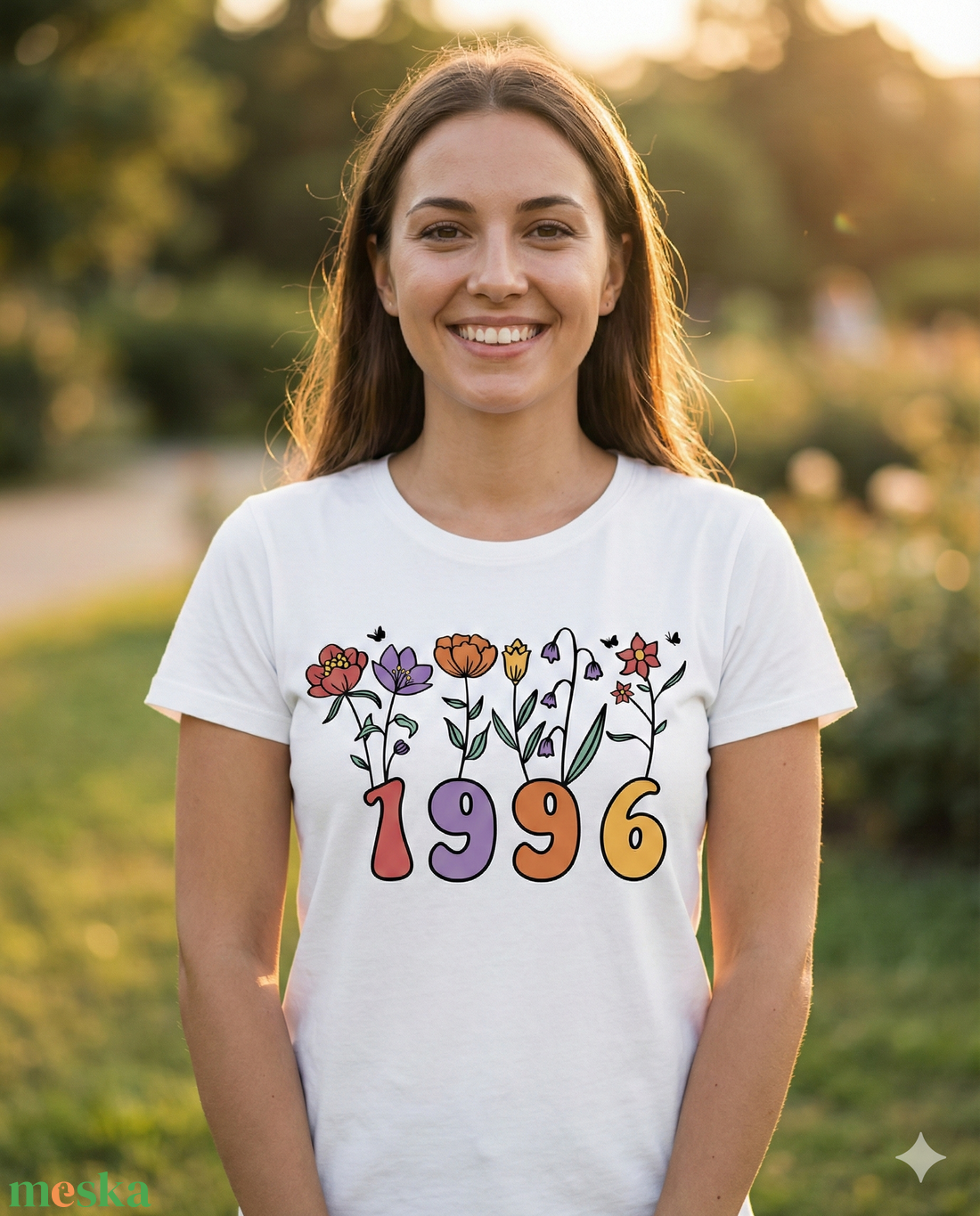 Virágos 1996 Szülinapi Póló Nőknek � Egyedi 30. Születésnapi Ajándék Vadvirágos Mintával - ruha & divat - női ruha - póló, felső - Meska.hu