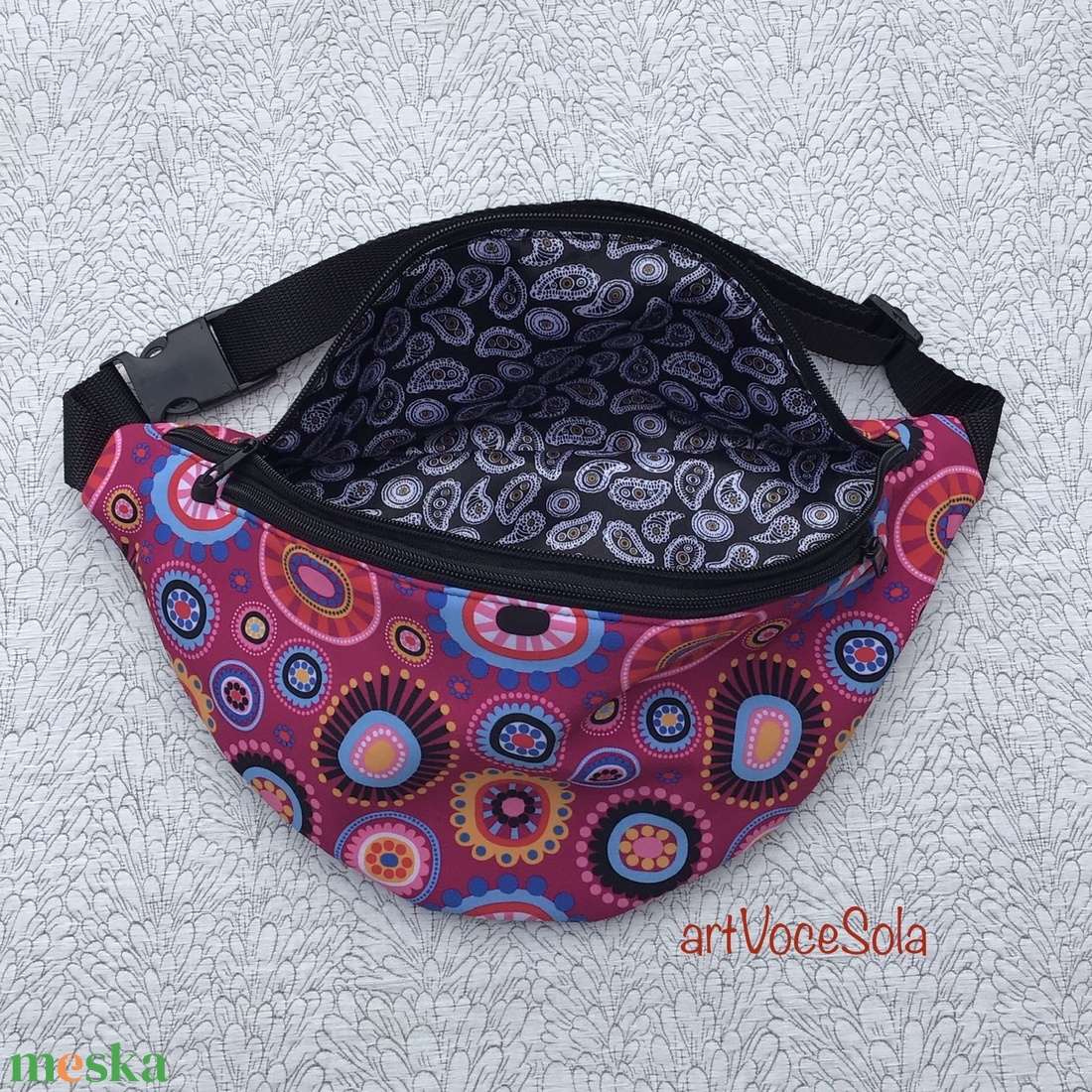 Virágtánc XL nagy Övtáska - táska & tok - övtáska - Meska.hu