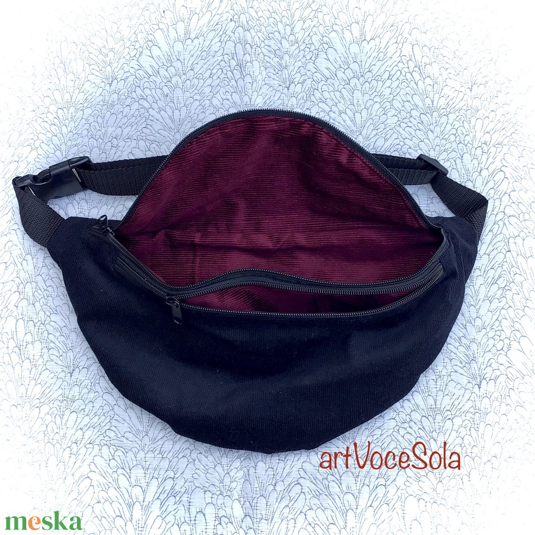 Fekete  tenger XL nagy Övtáska - táska & tok - övtáska - Meska.hu